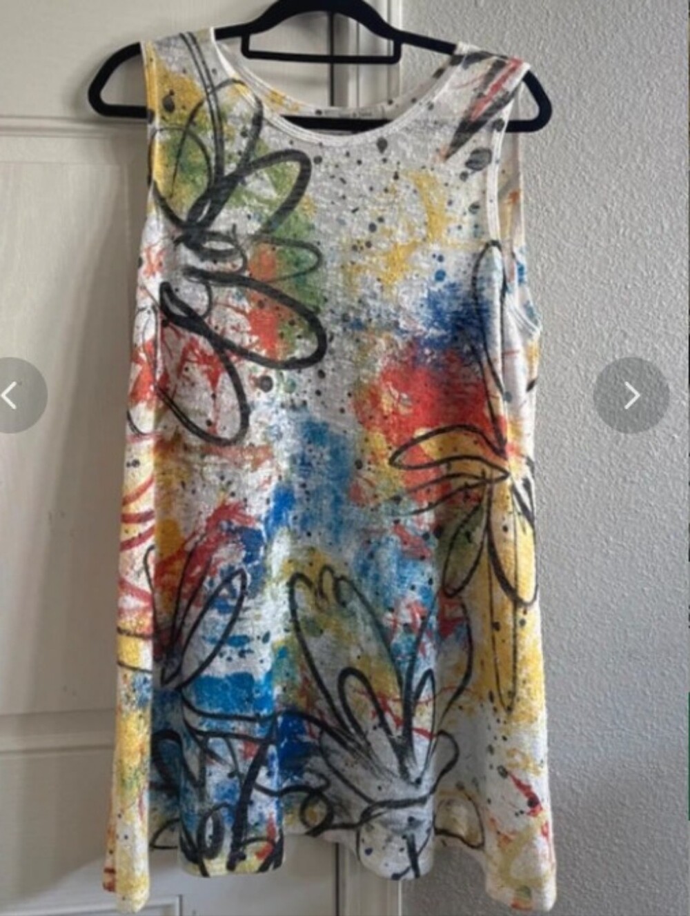 Jess & Jane Sz XL Sleeveless Multicolor Abstract Floral Shift Dress/Tunic